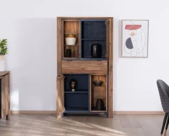Argentier avec éclairage intérieur et étagères verre 