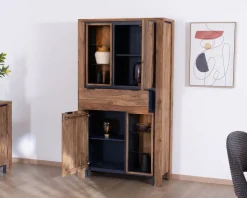 Argentier avec éclairage intérieur et étagères verre 