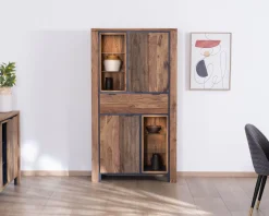 Argentier avec éclairage intérieur et étagères verre 