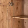 Argentier design rétro en acacia et métal "Puzzle" façades motif empiècement