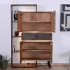 Armoire contemporaine avec LED "Mezzo" en bois métal et ciment