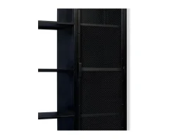 Armoire industrielle noire en métal 1 porte 4 étagères "Atelier" H.180