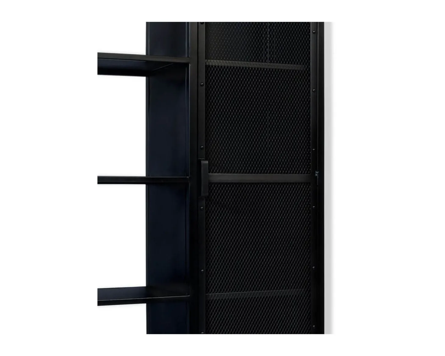 Armoire industrielle noire en métal 1 porte 4 étagères "Atelier" H.180