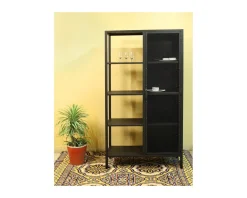 Armoire industrielle noire en métal 1 porte 4 étagères "Atelier" H.180