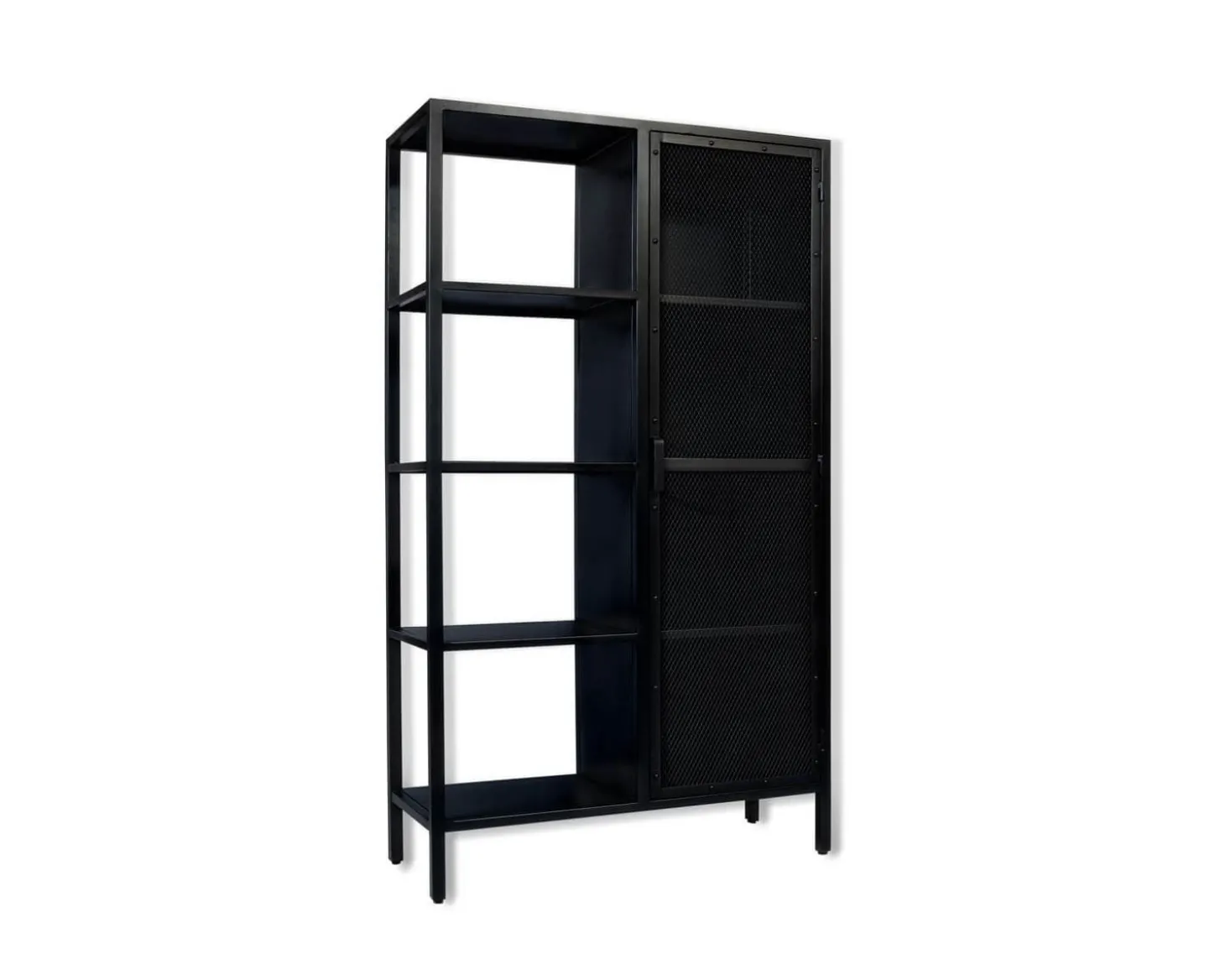 Armoire industrielle noire en métal 1 porte 4 étagères "Atelier" H.180