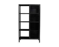 Armoire industrielle noire en métal 1 porte 4 étagères