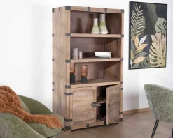 Armoire ouverte style vintage avec 2 portes en bois et métal "Voyage"