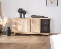 Bahut 180 cm en manguier design épuré japandi 