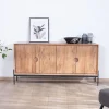 Bahut 4 portes en acacia et métal 160 cm "Novelli" esprit zen et épuré