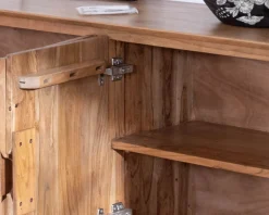Bahut 4 portes en acacia et métal 160 cm "Novelli" esprit zen et épuré