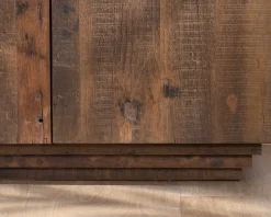 Bahut 4 portes en bois recyclé et plateau marbre blanc 