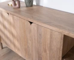 Bahut 3 portes et niches en manguier esprit japandi "Orobie" 180 cm
