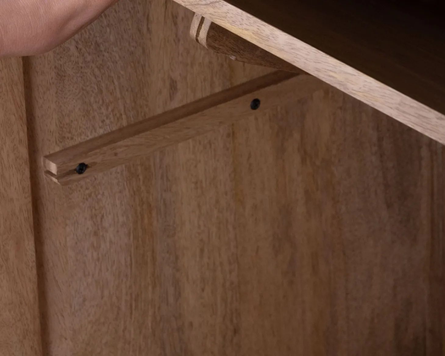 Bahut 3 portes et niches en manguier esprit japandi "Orobie" 180 cm