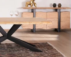 Bahut avec tiroirs en bois massif naturel "Zen Black"
