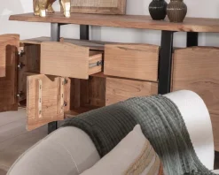 Bahut avec tiroirs en bois massif naturel 