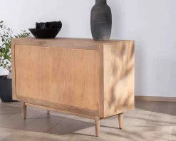 Bahut contemporain en manguier massif 2 portes avec poignées intégrées arc de cercle 