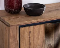 Bahut en palissandre et acacia "Enoa" avec étagères en verre