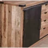 Bahut industriel portes coulissantes et tiroirs bois 180cm "Caractère"