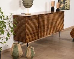 Bahut rétro 4 portes en teck et manguier massif 183cm 
