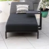 Bain de soleil 90 cm de large en aluminium noir et matelas gris "Terrasse"