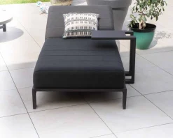 Bain de soleil 90 cm de large en aluminium noir et matelas gris "Terrasse"