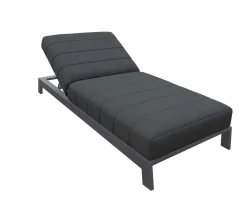 Bain de soleil 90 cm de large en aluminium noir et matelas gris 