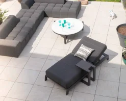 Bain de soleil 90 cm de large en aluminium noir et matelas gris 