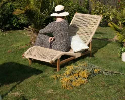 Bain de soleil 1 place en teck "Alizé" avec assise tressée