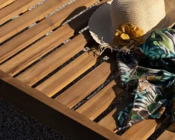 Bain de soleil 1 place en teck massif avec roulettes 