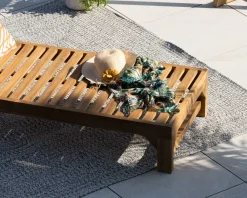 Bain de soleil 1 place en teck massif avec roulettes 