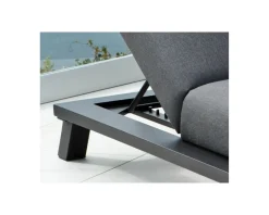 Bain de soleil 2 places gris foncé Sunbrella et alu noir
