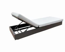 Bain de soleil aluminium et tissu gris clair 1 place "Lisboa"