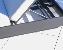 Bain de soleil aluminium et tissu gris clair 1 place 