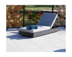 Bain de soleil aluminium et tissu gris clair 1 place 