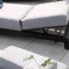Bain de soleil confort tissu Sunbrella gris clair structure aluminium noire "Terrasse"