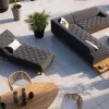 Bain de soleil design tissu Sunbrella gris foncé et teck "Lombok"