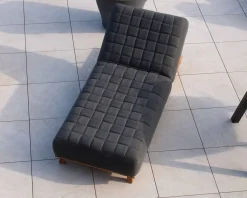 Bain de soleil design tissu Sunbrella gris foncé et teck