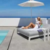 Bain de soleil double blanc et gris matelassé haut de gamme "Terrasse"