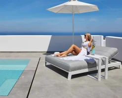 Bain de soleil double gris et noir avec textile Sunbrella 