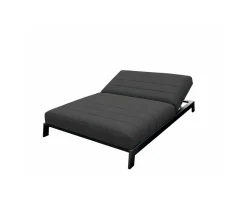 Bain de soleil double gris et noir avec textile Sunbrella 