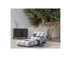 Bain de soleil en tissu Sunbrella gris clair et foncé 