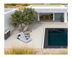 Bain de soleil en tissu Sunbrella gris clair et foncé 
