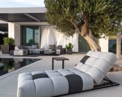 Bain de soleil en tissu Sunbrella gris clair et foncé 