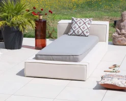 Bain de soleil esprit futon gris clair et lin "Saint Tropez"