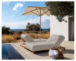 Bain de soleil haut de gamme tissu Sunbrella gris clair 