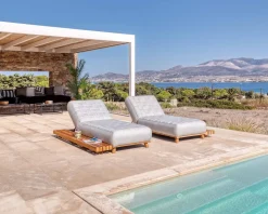 Bain de soleil haut de gamme tissu Sunbrella gris clair 