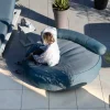 Bain de soleil moelleux diamètre 1m80 "Saint Tropez" en tissu turquoise