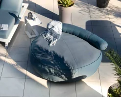 Bain de soleil moelleux diamètre 1m80 "Saint Tropez" en tissu turquoise