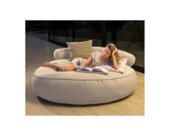 Bain de soleil rond et moelleux beige diamètre 1m80 