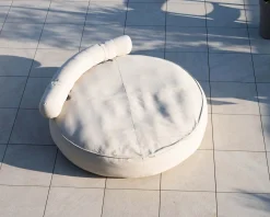 Bain de soleil rond et moelleux beige diamètre 1m80 